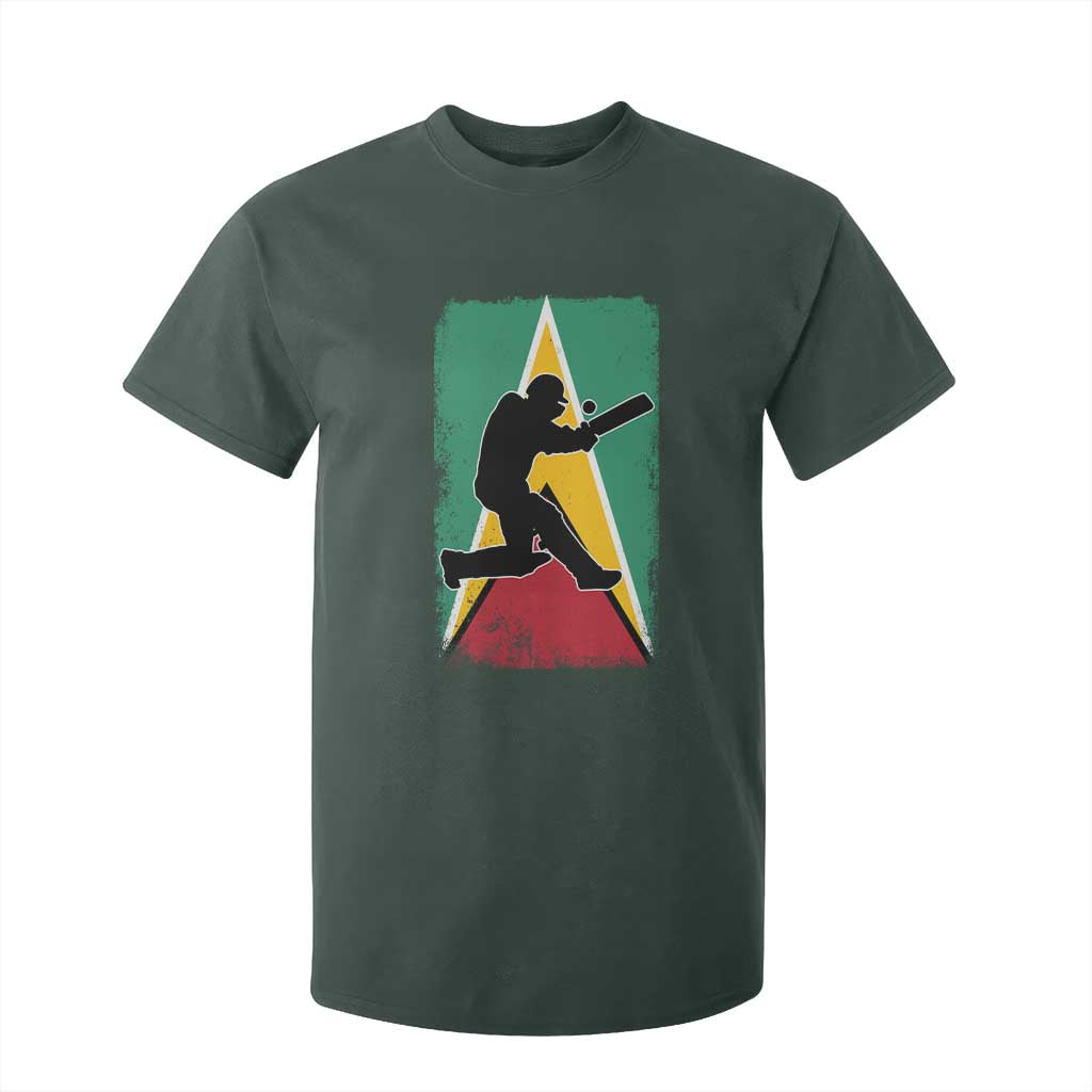 Guyana Cricket T Shirt For Kid Retro Vintage Sport Guyanese Flag West Indies Cricket Fan TS10 Dark Forest Green Print Your Wear