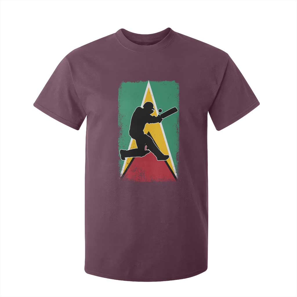 Guyana Cricket T Shirt For Kid Retro Vintage Sport Guyanese Flag West Indies Cricket Fan TS10 Maroon Print Your Wear
