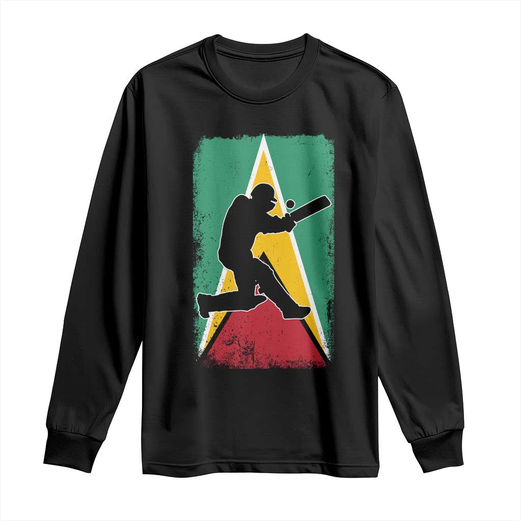 Guyana Cricket Long Sleeve Shirt Retro Vintage Sport Guyanese Flag West Indies Cricket Fan TS10 Black Print Your Wear