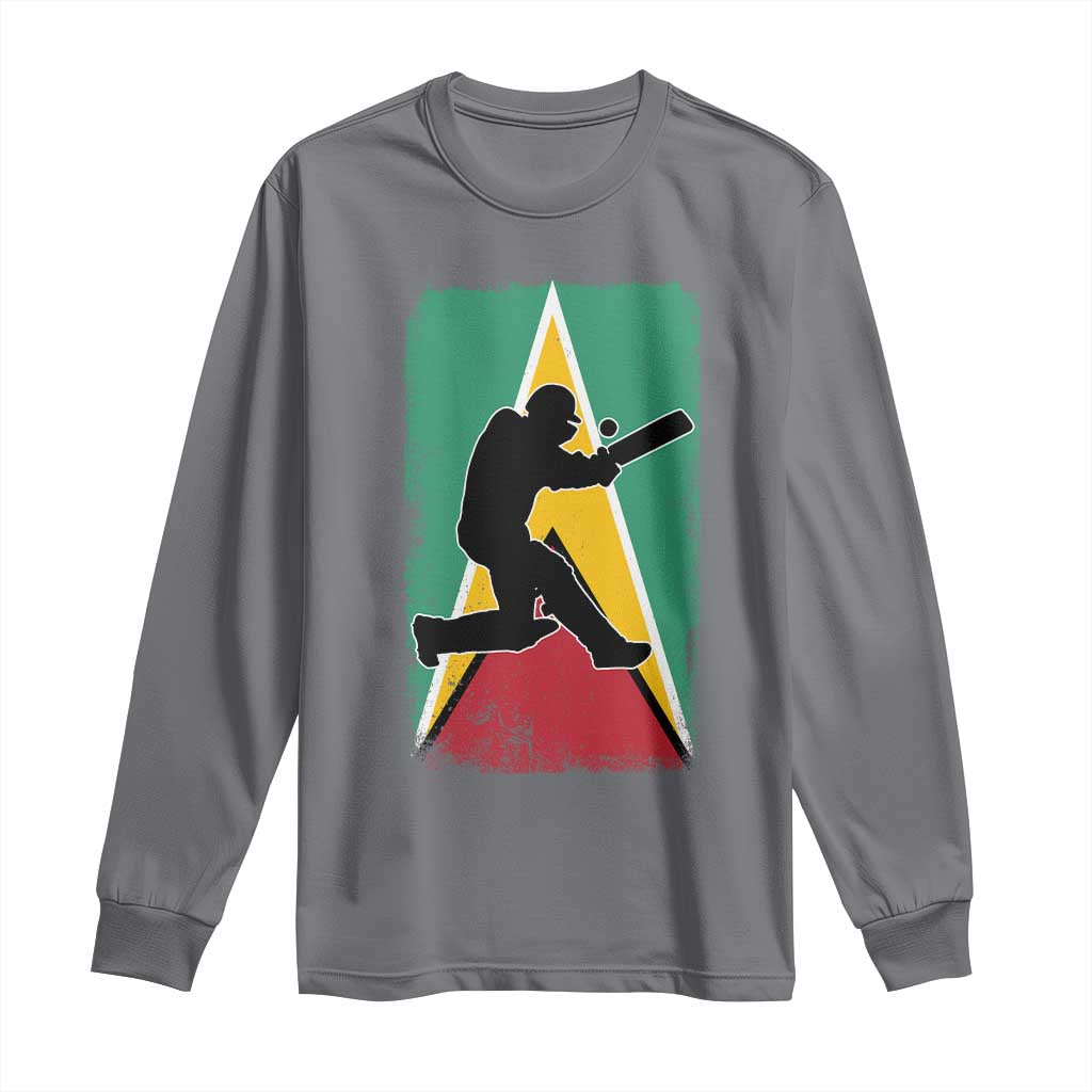 Guyana Cricket Long Sleeve Shirt Retro Vintage Sport Guyanese Flag West Indies Cricket Fan TS10 Charcoal Print Your Wear