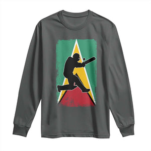 Guyana Cricket Long Sleeve Shirt Retro Vintage Sport Guyanese Flag West Indies Cricket Fan TS10 Dark Heather Print Your Wear
