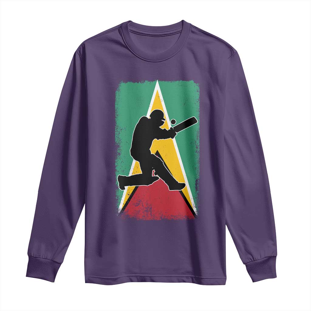 Guyana Cricket Long Sleeve Shirt Retro Vintage Sport Guyanese Flag West Indies Cricket Fan TS10 Purple Print Your Wear