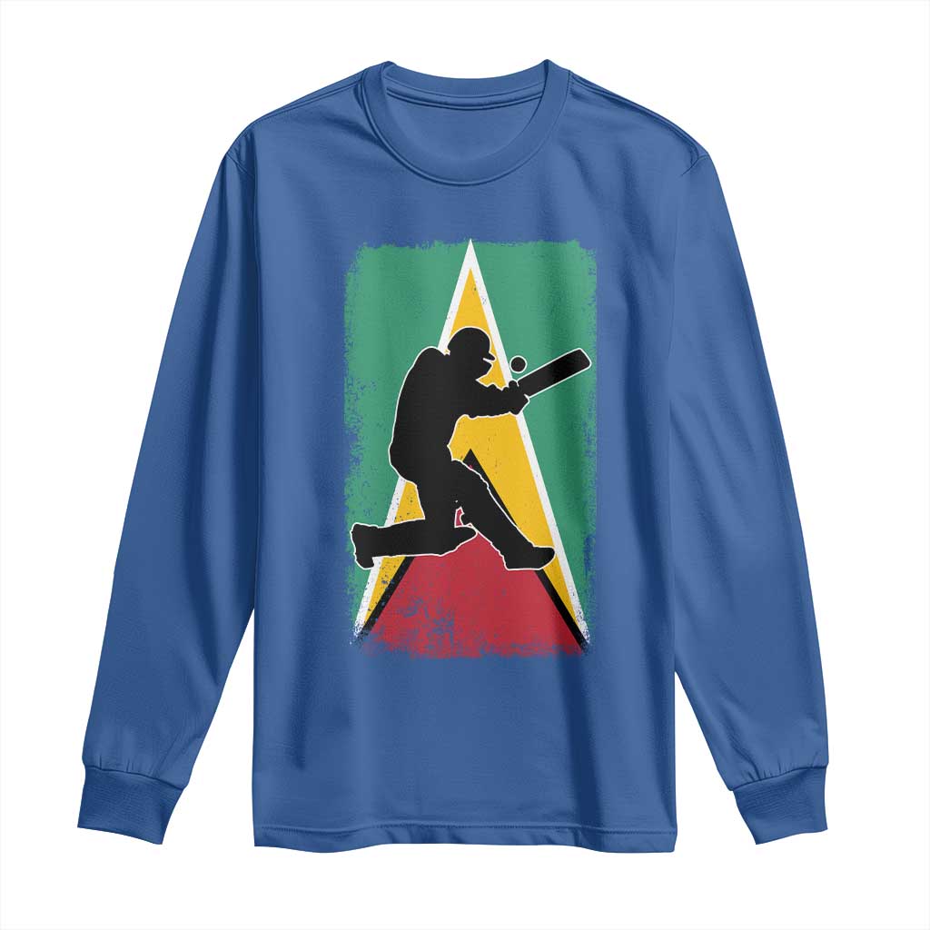 Guyana Cricket Long Sleeve Shirt Retro Vintage Sport Guyanese Flag West Indies Cricket Fan TS10 Royal Blue Print Your Wear