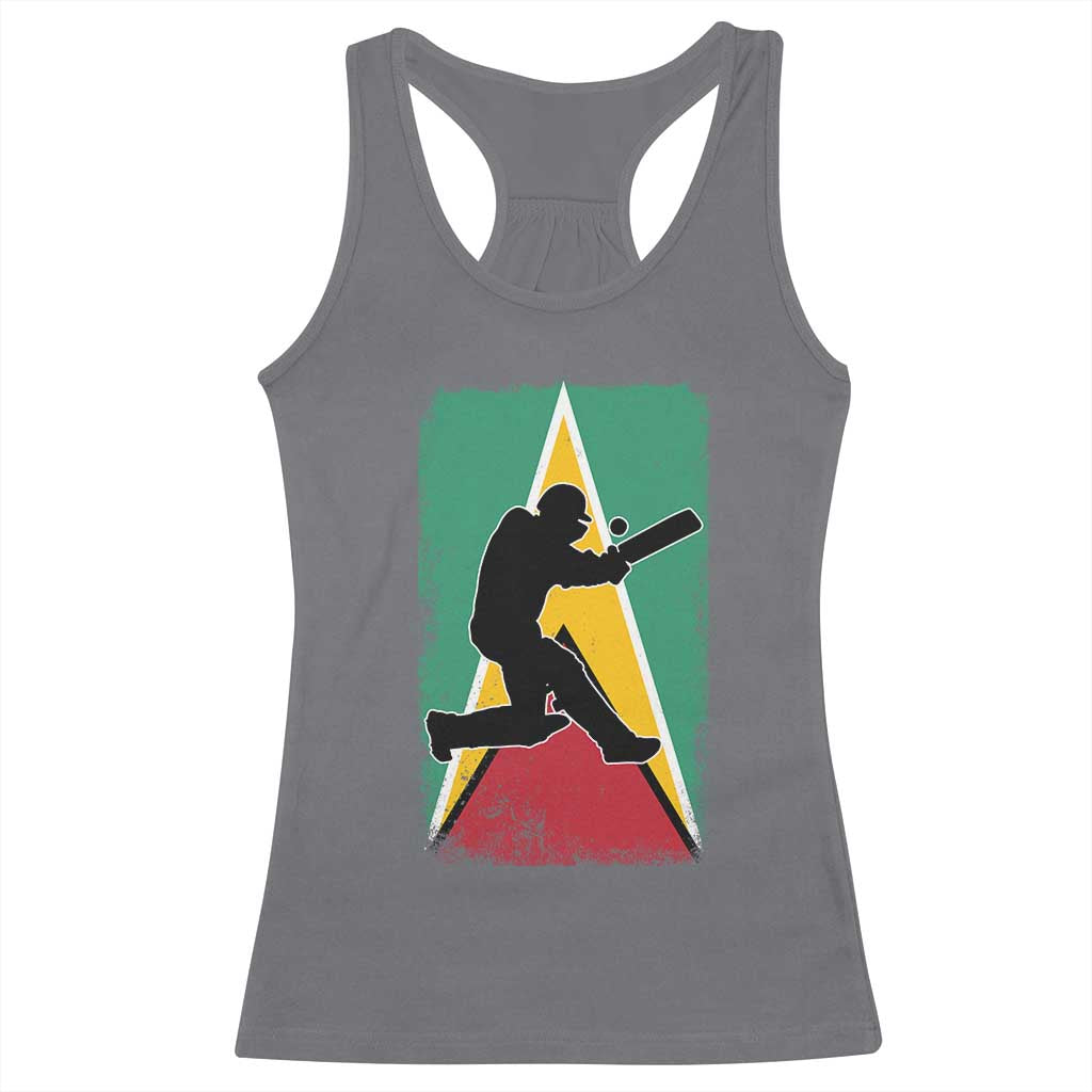Guyana Cricket Racerback Tank Top Retro Vintage Sport Guyanese Flag West Indies Cricket Fan TS10 Charcoal Print Your Wear