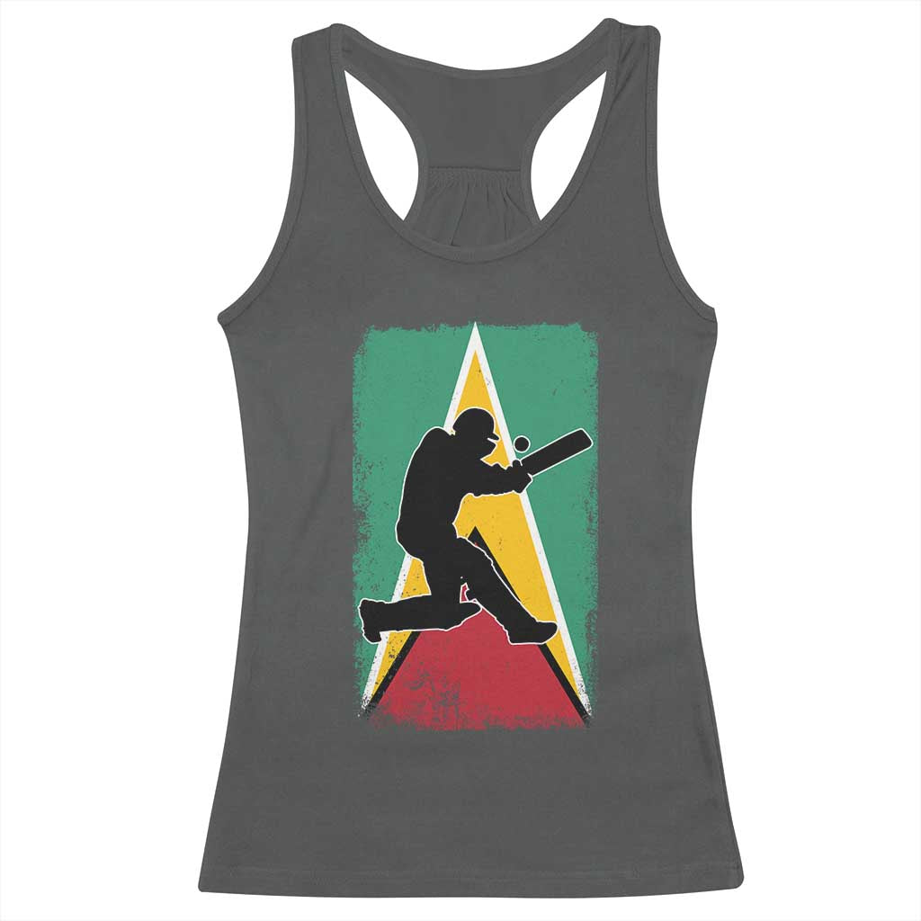 Guyana Cricket Racerback Tank Top Retro Vintage Sport Guyanese Flag West Indies Cricket Fan TS10 Dark Heather Print Your Wear