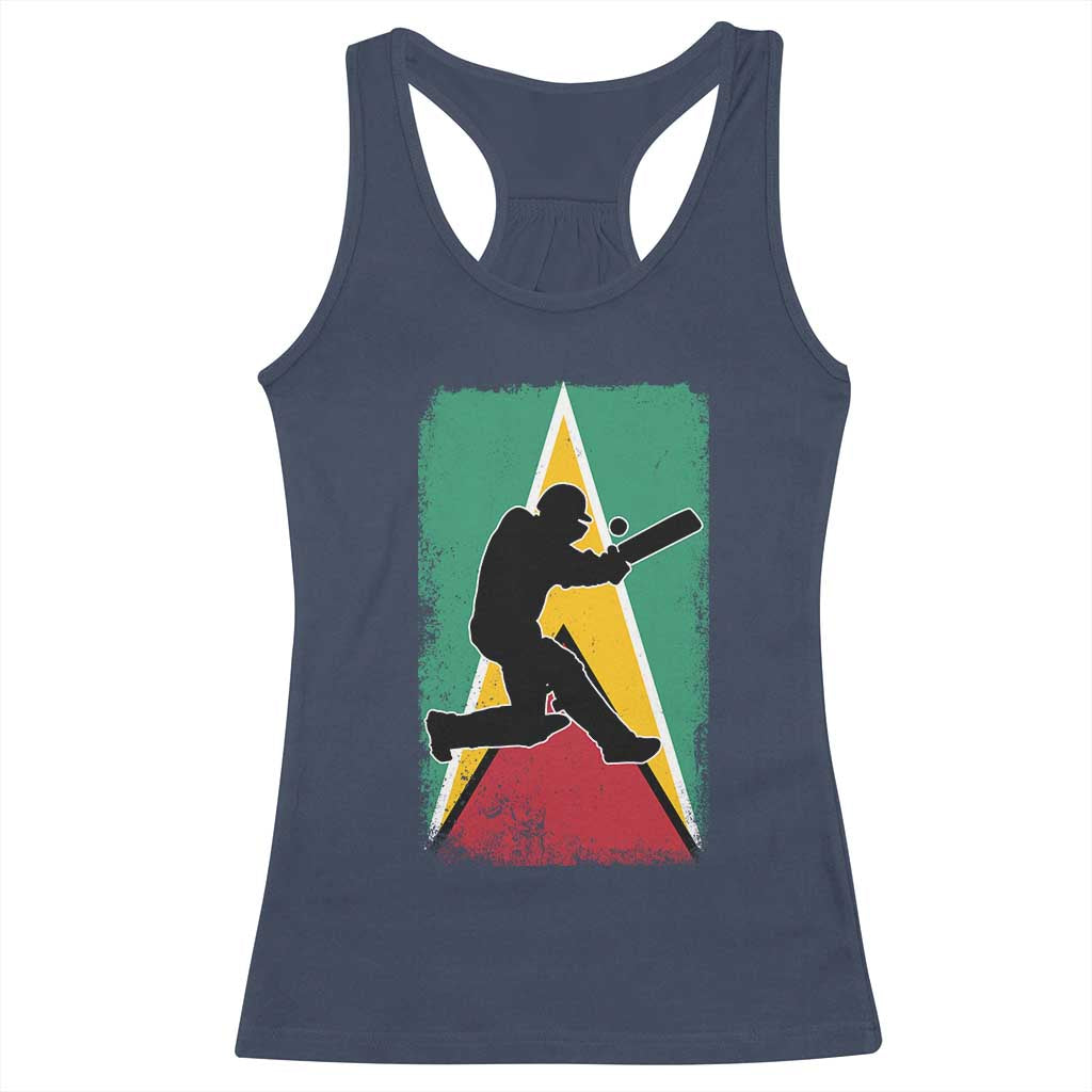 Guyana Cricket Racerback Tank Top Retro Vintage Sport Guyanese Flag West Indies Cricket Fan TS10 Navy Print Your Wear