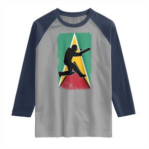 Guyana Cricket Raglan Shirt Retro Vintage Sport Guyanese Flag West Indies Cricket Fan TS10 Sport Gray Navy Print Your Wear
