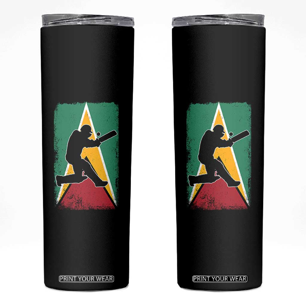 Guyana Cricket Skinny Tumbler Retro Vintage Sport Guyanese Flag West Indies Cricket Fan TS10 Black Print Your Wear