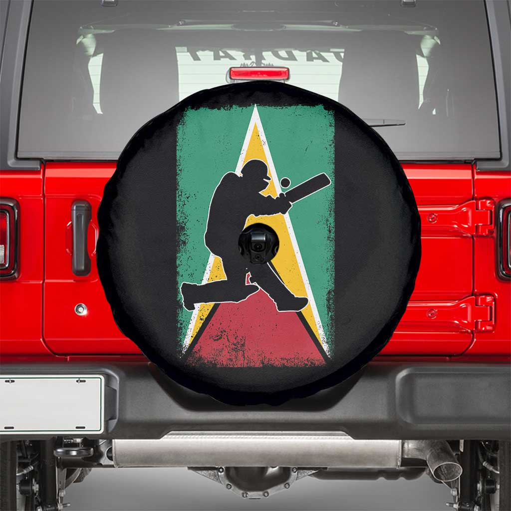 Guyana Cricket Spare Tire Cover Retro Vintage Sport Guyanese Flag West Indies Cricket Fan TS10 Black Print Your Wear