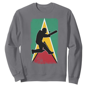 Guyana Cricket Sweatshirt Retro Vintage Sport Guyanese Flag West Indies Cricket Fan TS10 Charcoal Print Your Wear