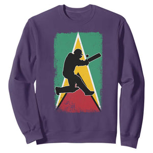 Guyana Cricket Sweatshirt Retro Vintage Sport Guyanese Flag West Indies Cricket Fan TS10 Purple Print Your Wear
