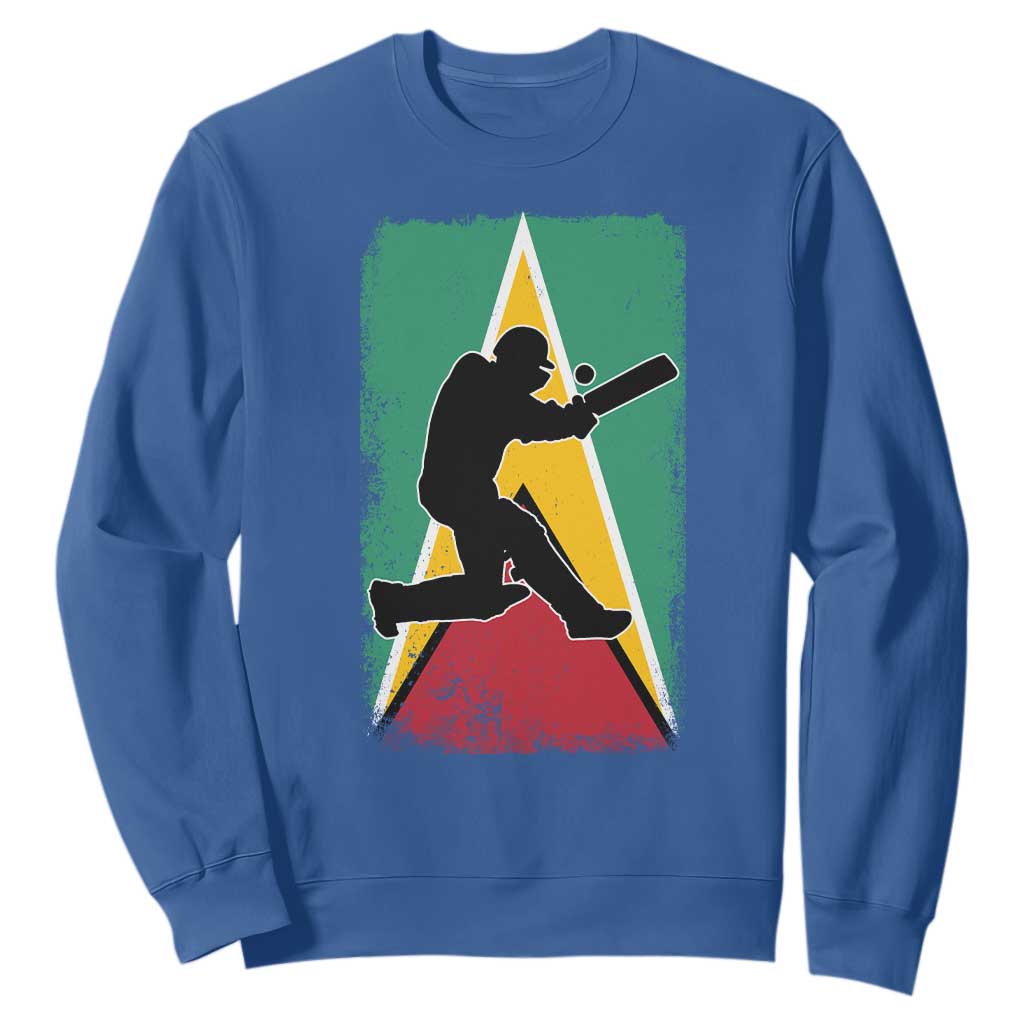 Guyana Cricket Sweatshirt Retro Vintage Sport Guyanese Flag West Indies Cricket Fan TS10 Royal Blue Print Your Wear