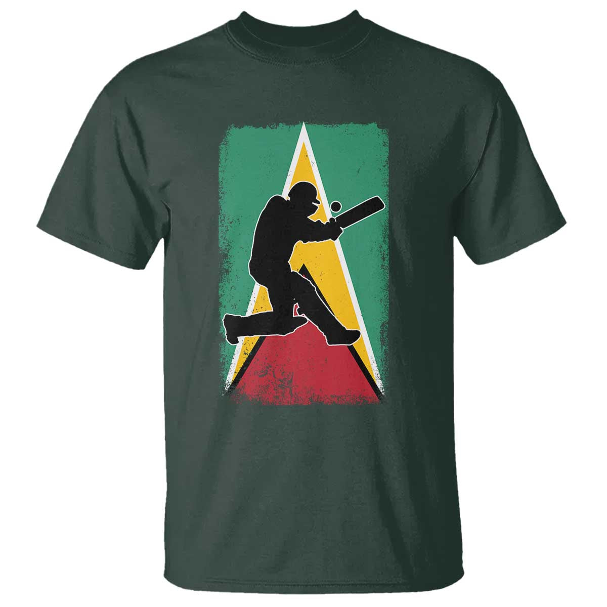 Guyana Cricket T Shirt Retro Vintage Sport Guyanese Flag West Indies Cricket Fan TS10 Dark Forest Green Print Your Wear