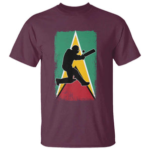 Guyana Cricket T Shirt Retro Vintage Sport Guyanese Flag West Indies Cricket Fan TS10 Maroon Print Your Wear