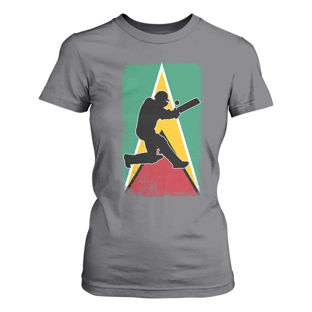 Guyana Cricket T Shirt For Women Retro Vintage Sport Guyanese Flag West Indies Cricket Fan TS10 Charcoal Print Your Wear
