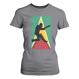 Guyana Cricket T Shirt For Women Retro Vintage Sport Guyanese Flag West Indies Cricket Fan TS10 Charcoal Print Your Wear