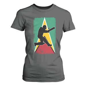Guyana Cricket T Shirt For Women Retro Vintage Sport Guyanese Flag West Indies Cricket Fan TS10 Dark Heather Print Your Wear