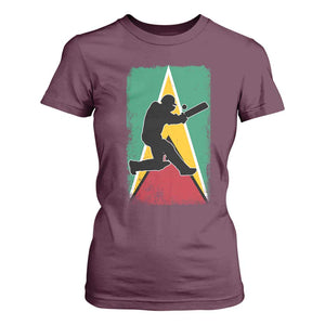 Guyana Cricket T Shirt For Women Retro Vintage Sport Guyanese Flag West Indies Cricket Fan TS10 Maroon Print Your Wear