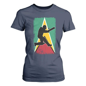 Guyana Cricket T Shirt For Women Retro Vintage Sport Guyanese Flag West Indies Cricket Fan TS10 Navy Print Your Wear