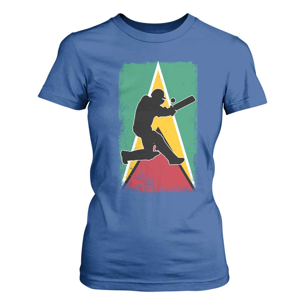 Guyana Cricket T Shirt For Women Retro Vintage Sport Guyanese Flag West Indies Cricket Fan TS10 Royal Blue Print Your Wear