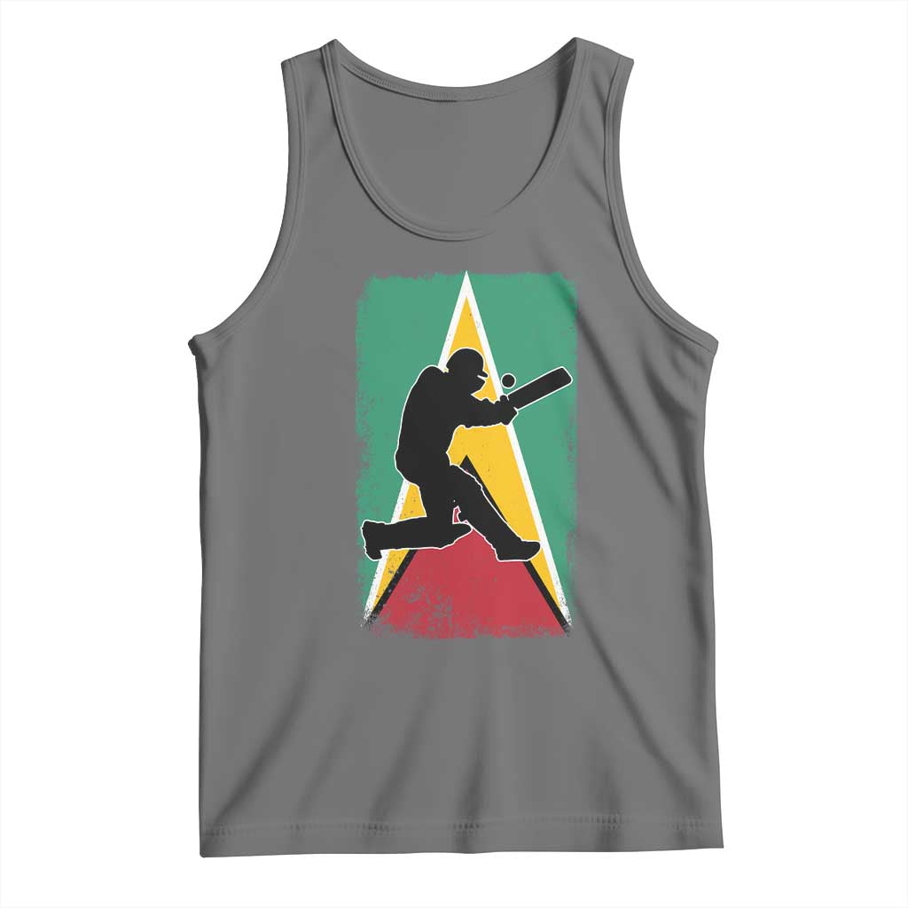Guyana Cricket Tank Top Retro Vintage Sport Guyanese Flag West Indies Cricket Fan TS10 Black Heather Print Your Wear