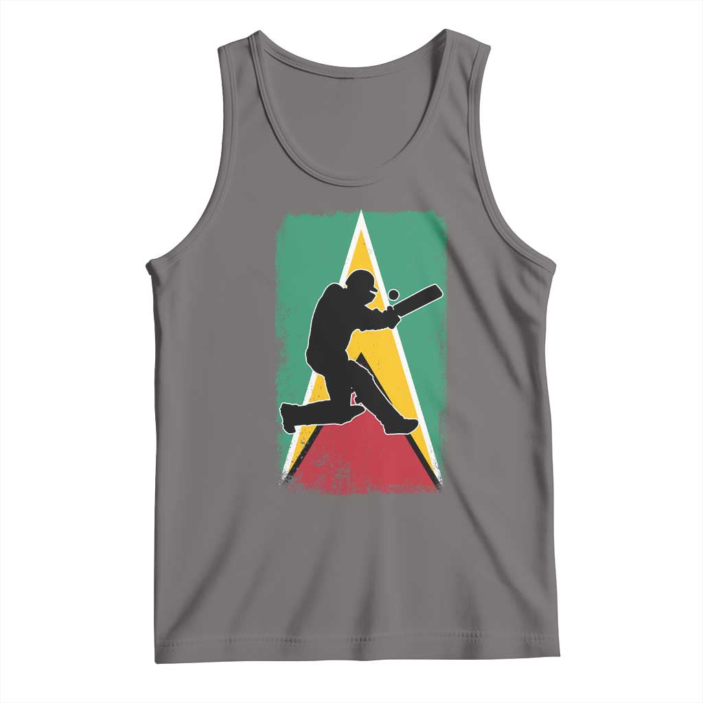 Guyana Cricket Tank Top Retro Vintage Sport Guyanese Flag West Indies Cricket Fan TS10 Deep Heather Print Your Wear