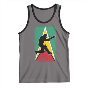 Guyana Cricket Tank Top Retro Vintage Sport Guyanese Flag West Indies Cricket Fan TS10 Deep Heather Black Print Your Wear