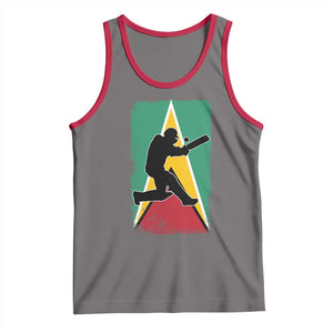 Guyana Cricket Tank Top Retro Vintage Sport Guyanese Flag West Indies Cricket Fan TS10 Deep Heather Red Print Your Wear