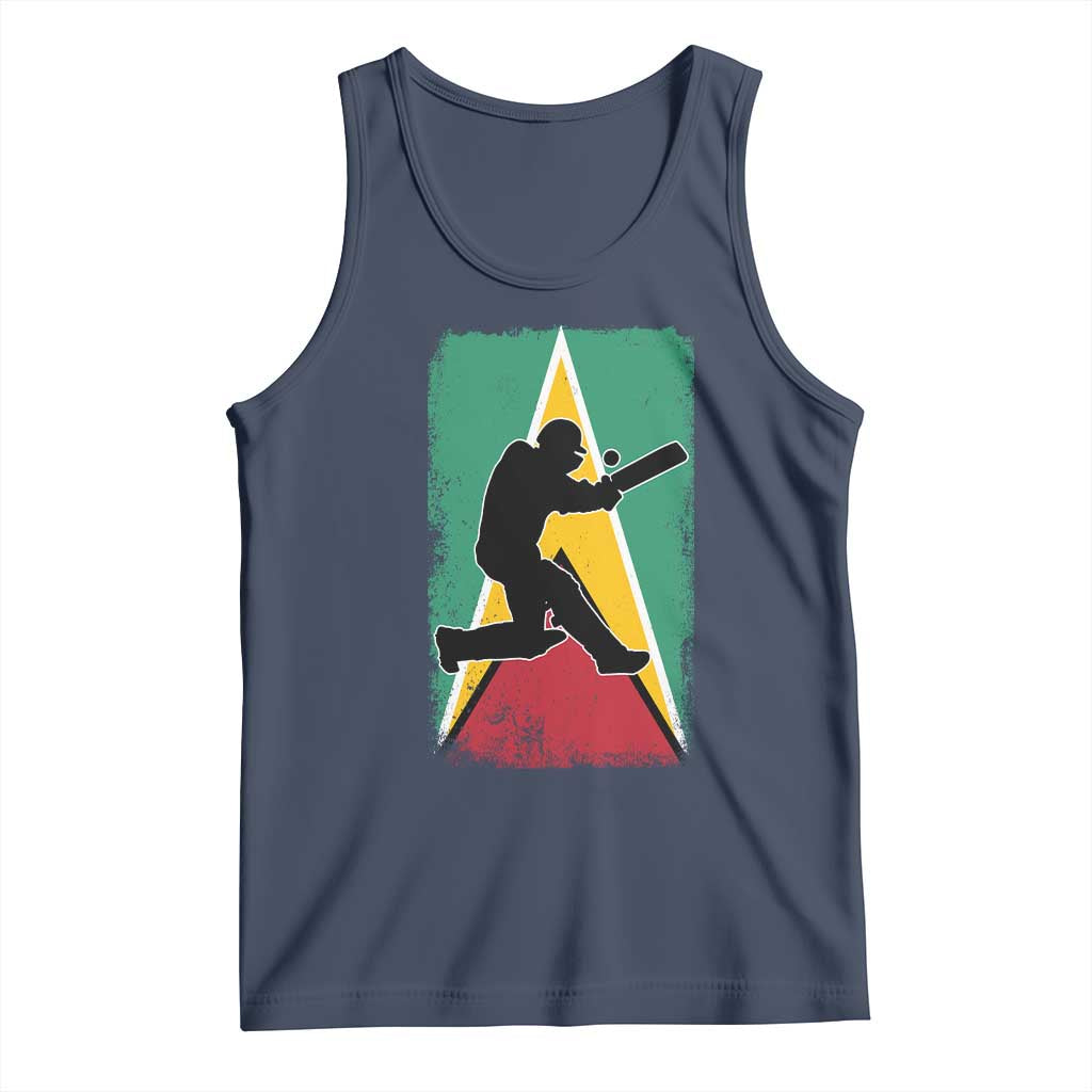 Guyana Cricket Tank Top Retro Vintage Sport Guyanese Flag West Indies Cricket Fan TS10 Navy Print Your Wear