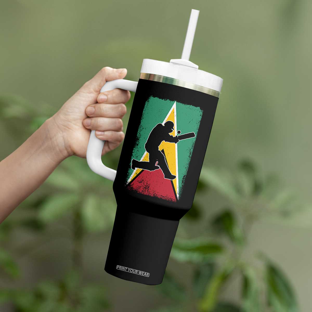 Guyana Cricket Tumbler With Handle Retro Vintage Sport Guyanese Flag West Indies Cricket Fan TS10 Print Your Wear