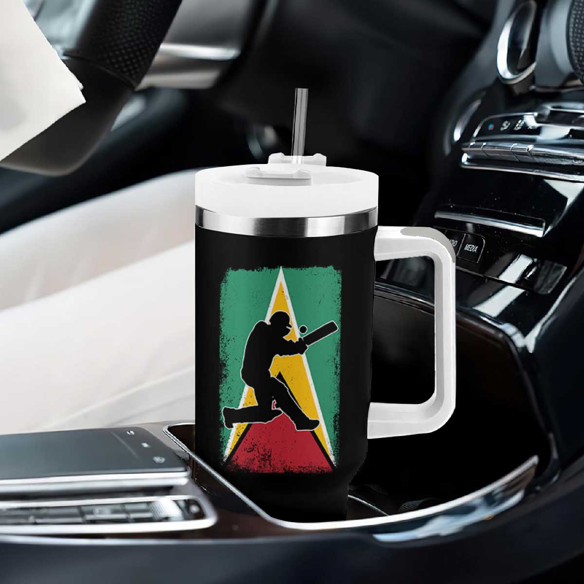 Guyana Cricket Tumbler With Handle Retro Vintage Sport Guyanese Flag West Indies Cricket Fan TS10 Print Your Wear