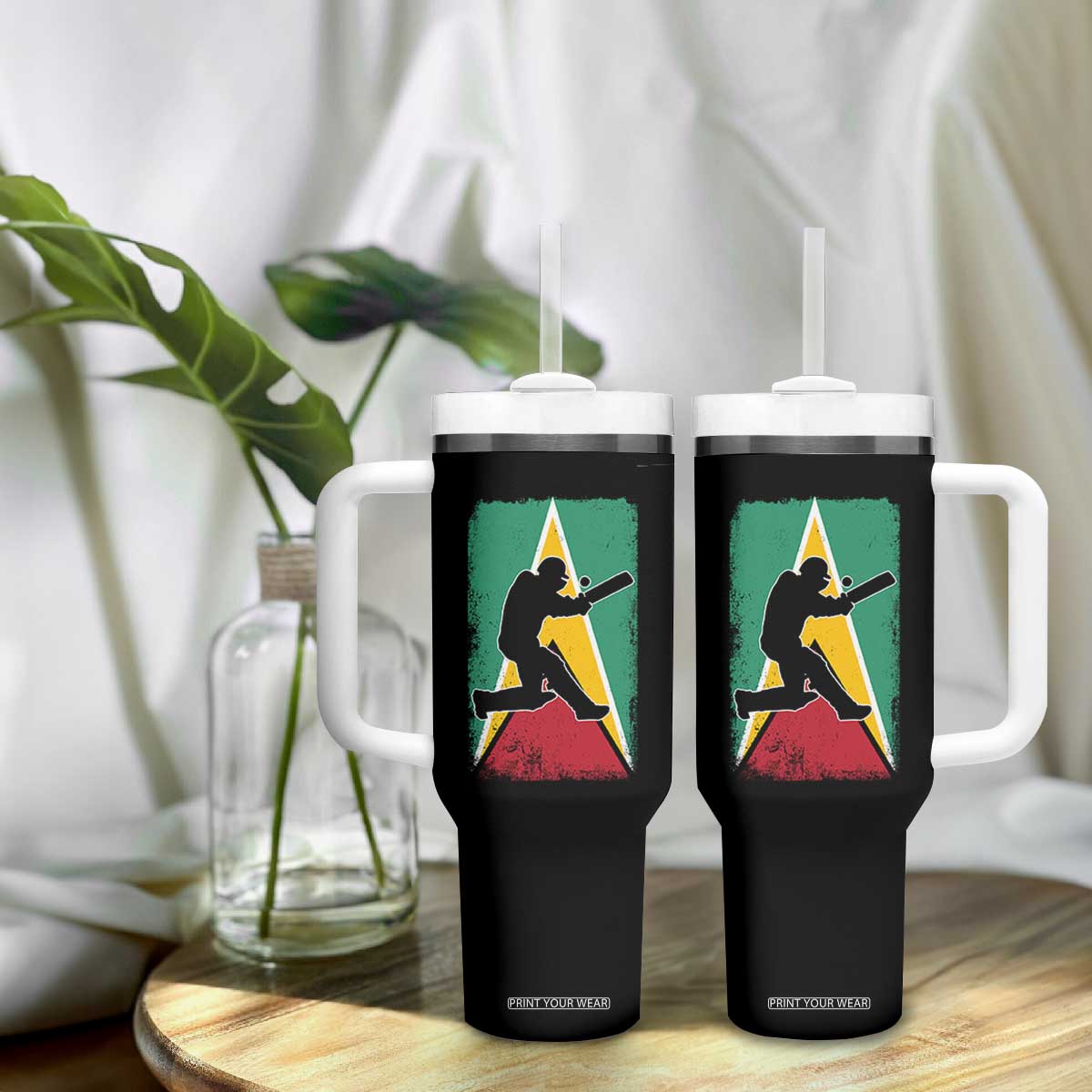 Guyana Cricket Tumbler With Handle Retro Vintage Sport Guyanese Flag West Indies Cricket Fan TS10 Print Your Wear