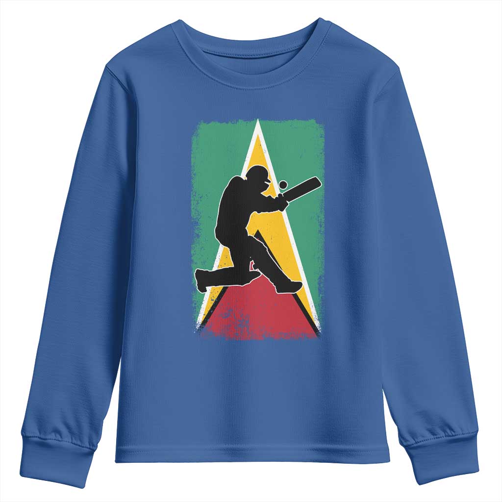 Guyana Cricket Youth Sweatshirt Retro Vintage Sport Guyanese Flag West Indies Cricket Fan TS10 Royal Blue Print Your Wear