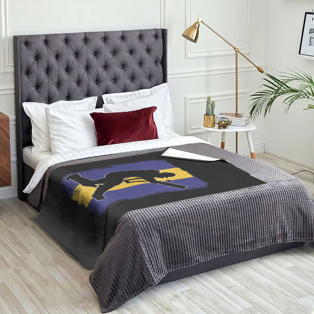Barbados Cricket Throw Blanket Retro Vintage Sport Bajan Flag West Indies Cricket Fan TS10 Print Your Wear