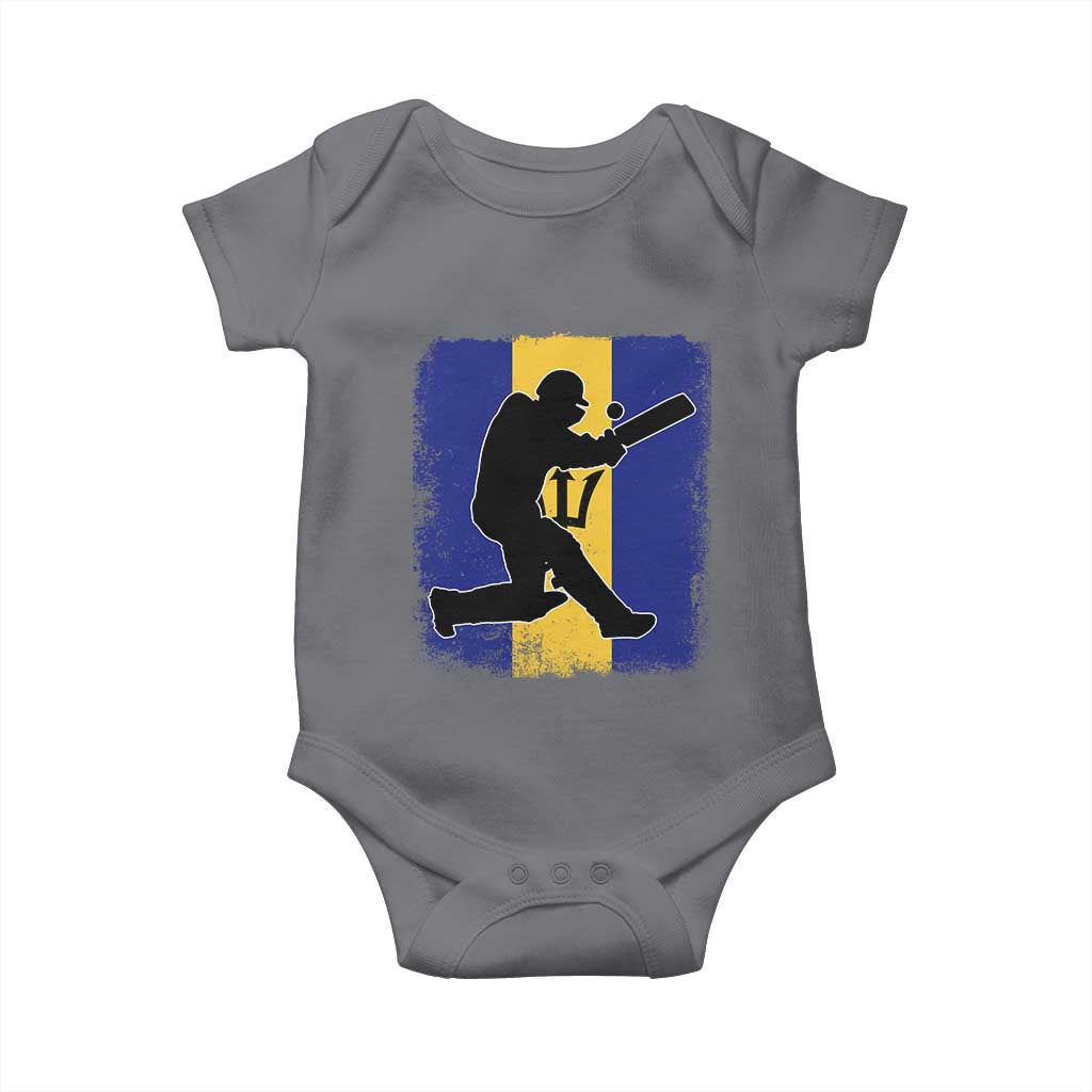 Barbados Cricket Baby Onesie Retro Vintage Sport Bajan Flag West Indies Cricket Fan TS10 Charcoal Print Your Wear