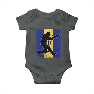 Barbados Cricket Baby Onesie Retro Vintage Sport Bajan Flag West Indies Cricket Fan TS10 Dark Heather Print Your Wear