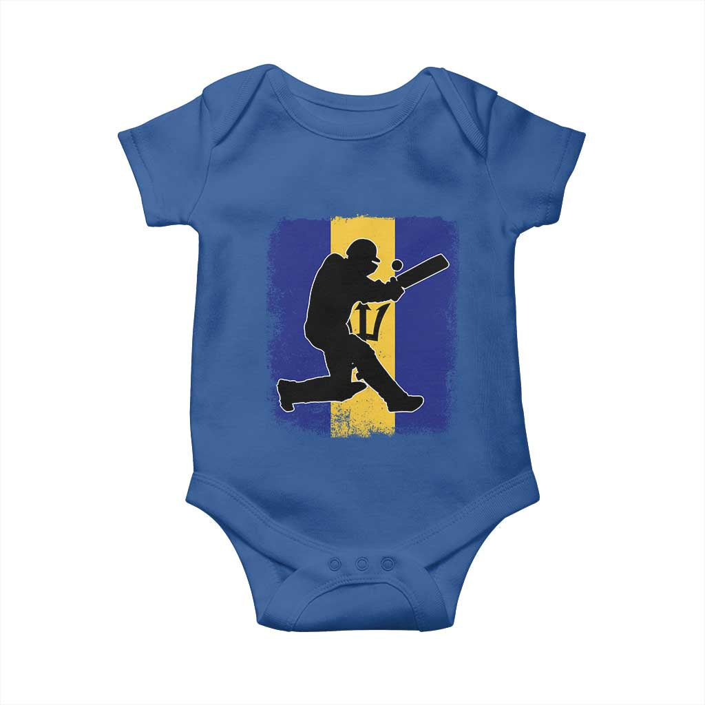 Barbados Cricket Baby Onesie Retro Vintage Sport Bajan Flag West Indies Cricket Fan TS10 Royal Blue Print Your Wear