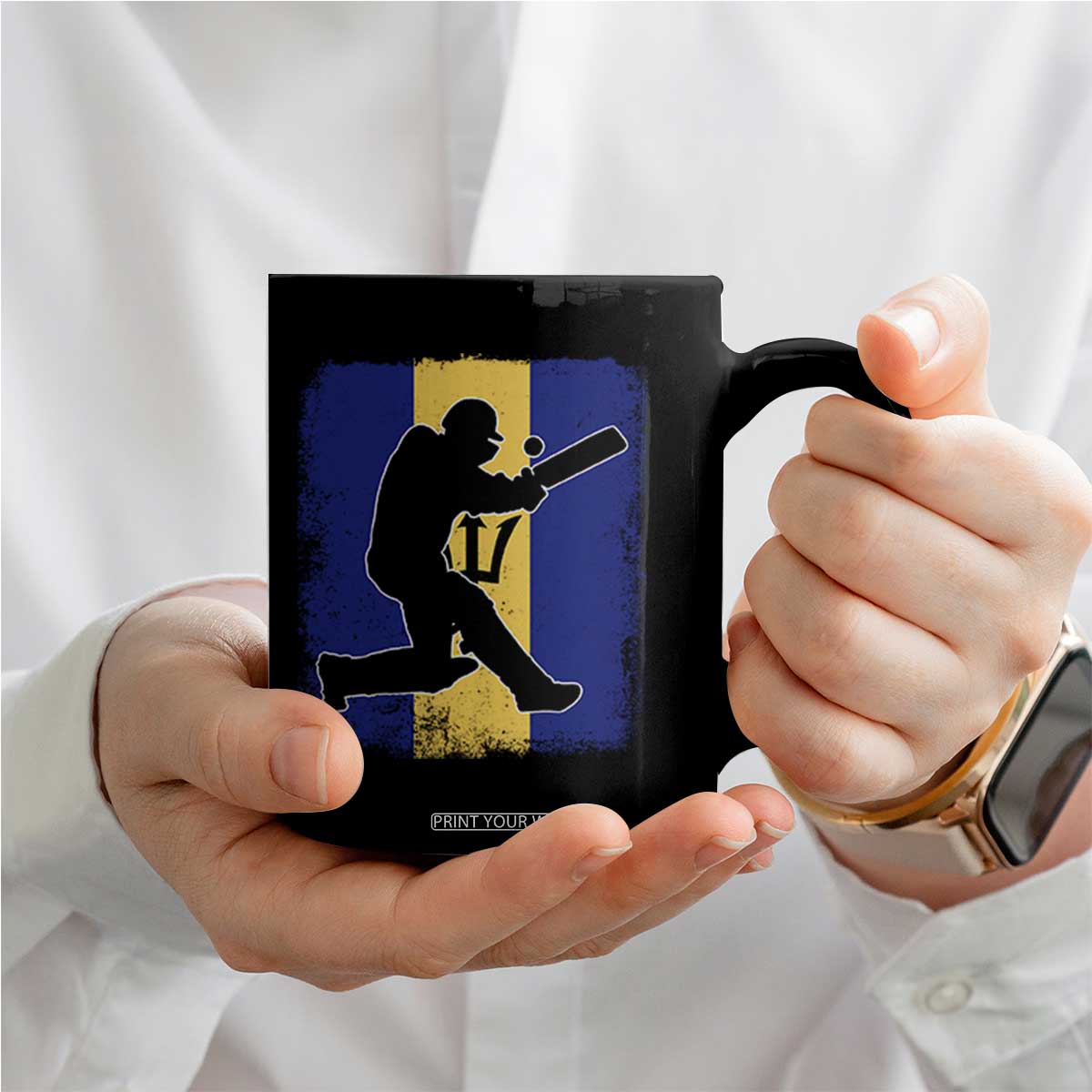 Barbados Cricket Coffee Mug Retro Vintage Sport Bajan Flag West Indies Cricket Fan TS10 Print Your Wear