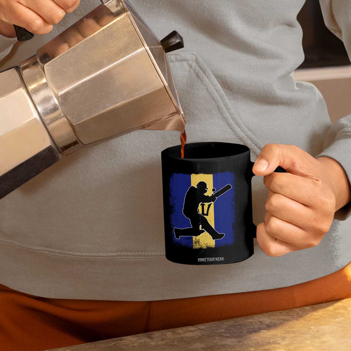 Barbados Cricket Coffee Mug Retro Vintage Sport Bajan Flag West Indies Cricket Fan TS10 Print Your Wear
