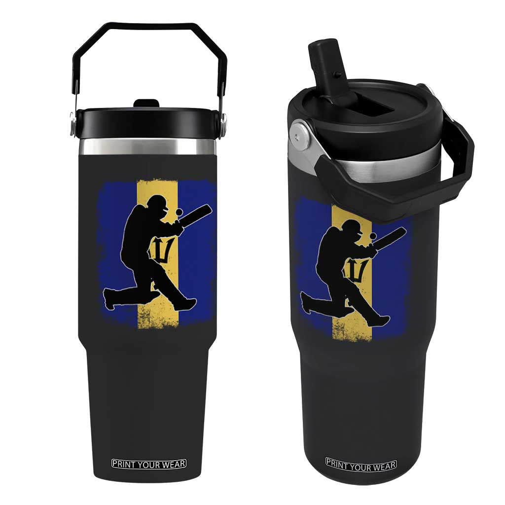 Barbados Cricket Flip Straw Tumbler Retro Vintage Sport Bajan Flag West Indies Cricket Fan TS10 One Size: 30 oz Black Print Your Wear