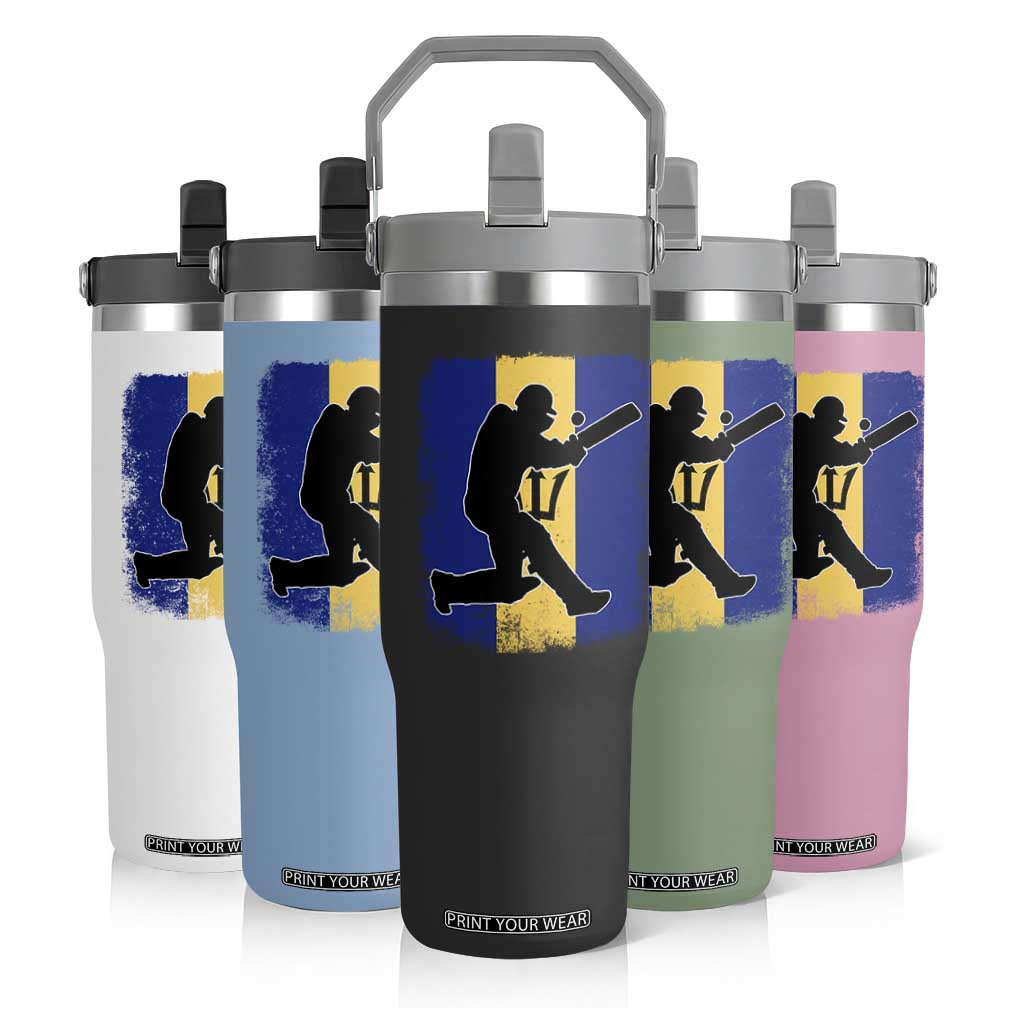 Barbados Cricket Flip Straw Tumbler Retro Vintage Sport Bajan Flag West Indies Cricket Fan TS10 Print Your Wear