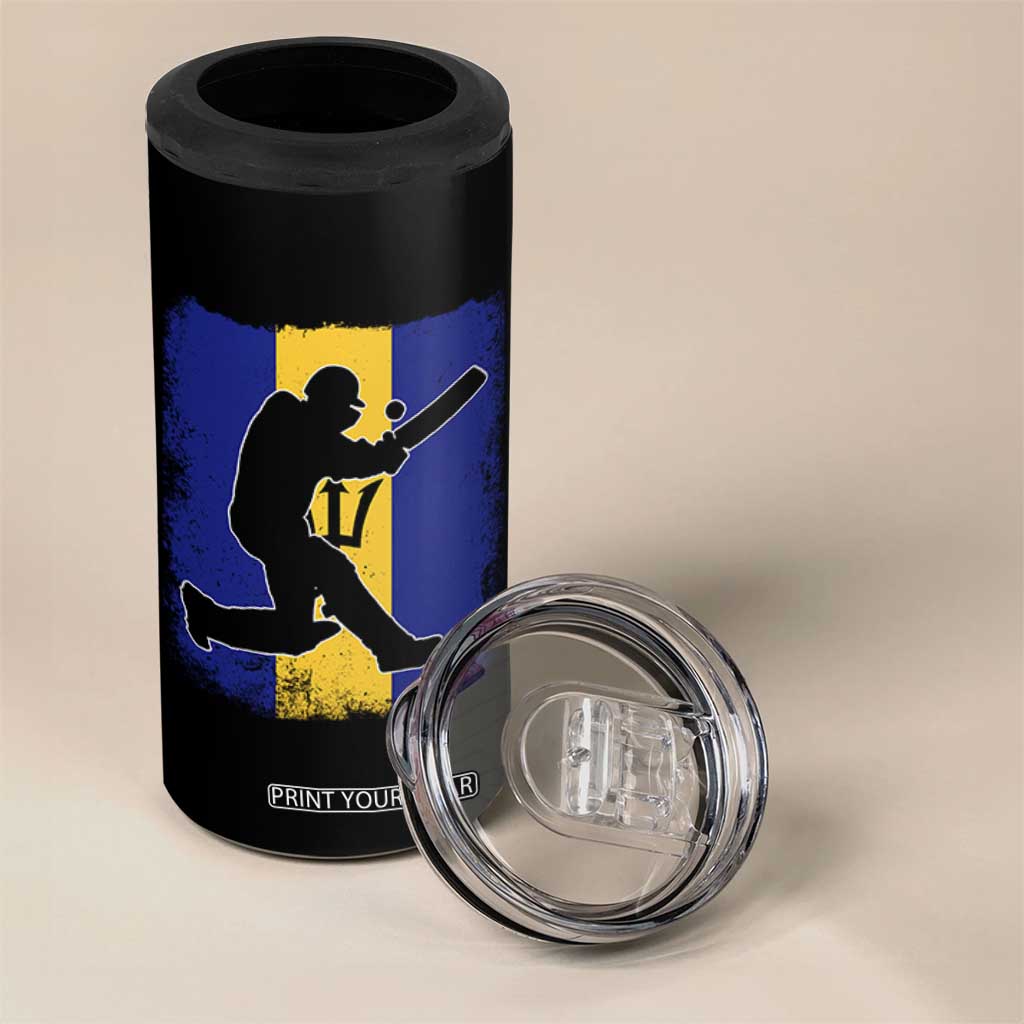 Barbados Cricket 4 in 1 Can Cooler Tumbler Retro Vintage Sport Bajan Flag West Indies Cricket Fan TS10 Print Your Wear