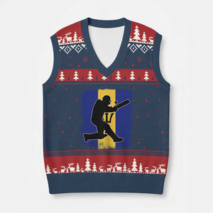 Barbados Cricket V-Neck Knit Sweater Vest Retro Vintage Sport Bajan Flag West Indies Cricket Fan TS10 Navy Red Print Your Wear