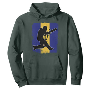 Barbados Cricket Hoodie Retro Vintage Sport Bajan Flag West Indies Cricket Fan TS10 Dark Forest Green Print Your Wear
