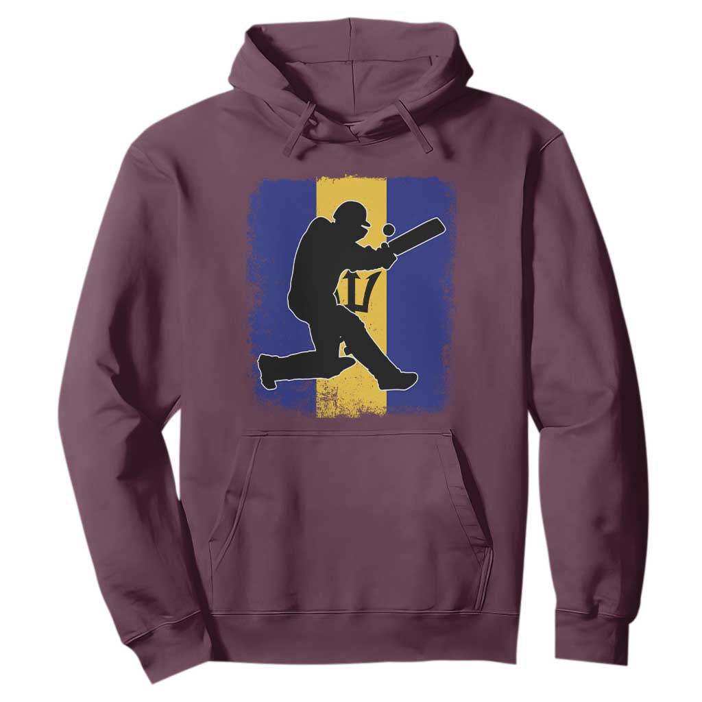 Barbados Cricket Hoodie Retro Vintage Sport Bajan Flag West Indies Cricket Fan TS10 Maroon Print Your Wear