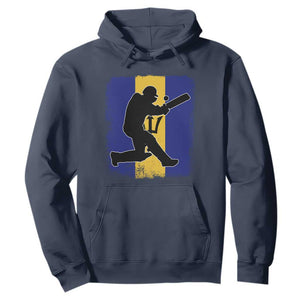 Barbados Cricket Hoodie Retro Vintage Sport Bajan Flag West Indies Cricket Fan TS10 Navy Print Your Wear