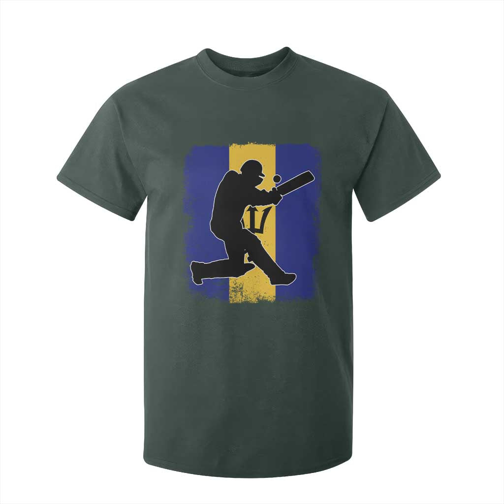 Barbados Cricket T Shirt For Kid Retro Vintage Sport Bajan Flag West Indies Cricket Fan TS10 Dark Forest Green Print Your Wear