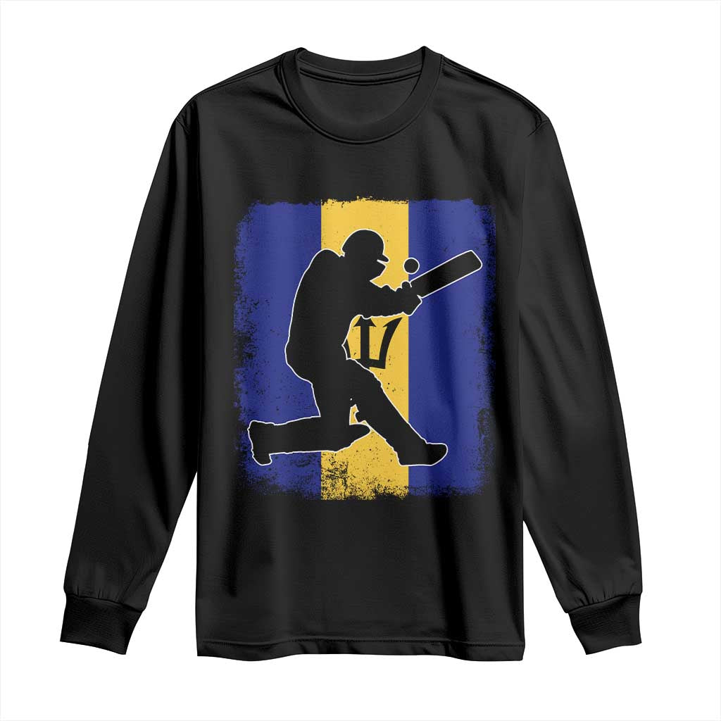 Barbados Cricket Long Sleeve Shirt Retro Vintage Sport Bajan Flag West Indies Cricket Fan TS10 Black Print Your Wear