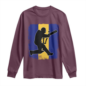 Barbados Cricket Long Sleeve Shirt Retro Vintage Sport Bajan Flag West Indies Cricket Fan TS10 Maroon Print Your Wear