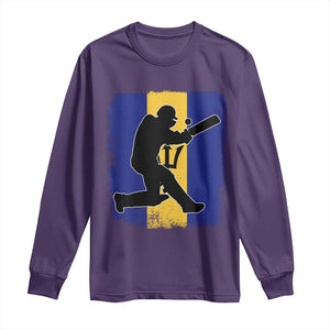 Barbados Cricket Long Sleeve Shirt Retro Vintage Sport Bajan Flag West Indies Cricket Fan TS10 Purple Print Your Wear